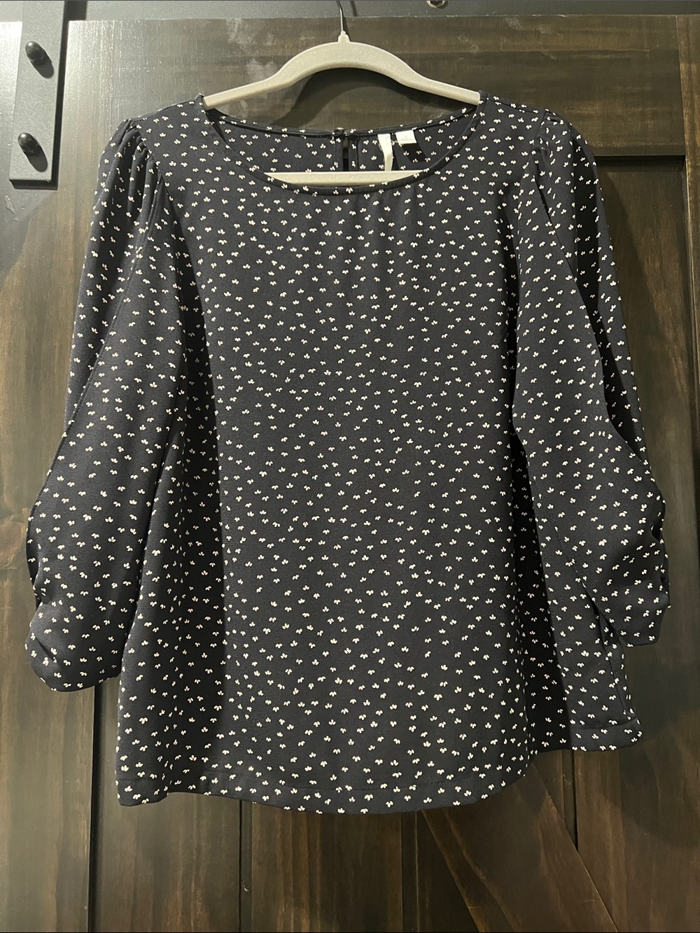 Women’s Black Printed 3/4 Sleeve Blouse with Detailed Sleeves